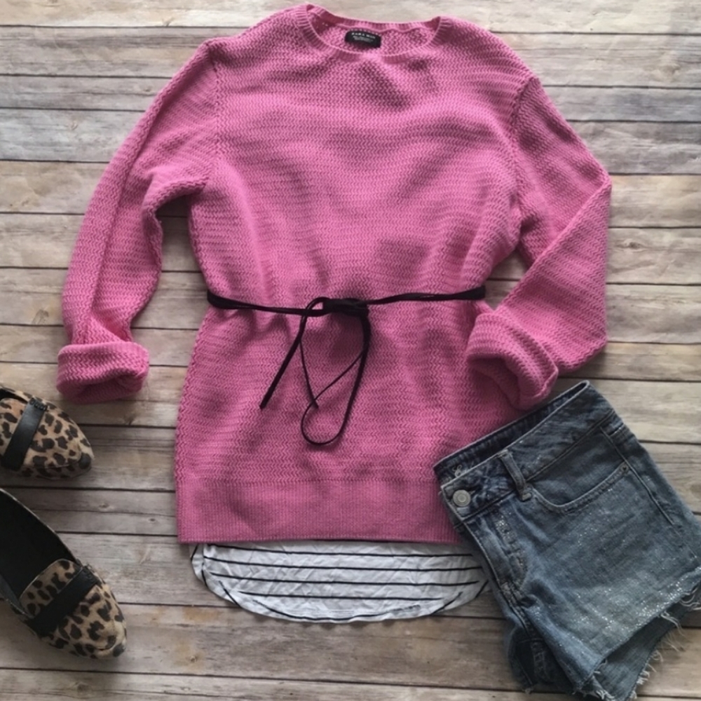 ZARA MAN pink cable knit sweater size large
